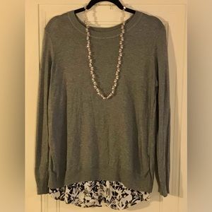 Lila Rose double layered shirt in gray with white, pale pink and black in size M